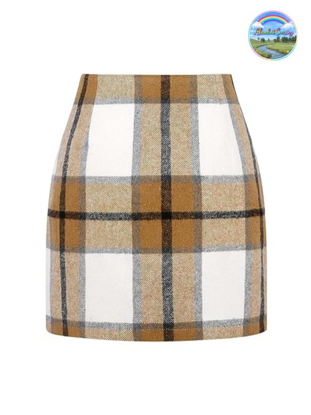 Wool Blend Plaid Mini Skirt High Waisted Bodycon Pencil